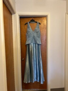 Cachet Baby Blue Maxi Gown with Shawl